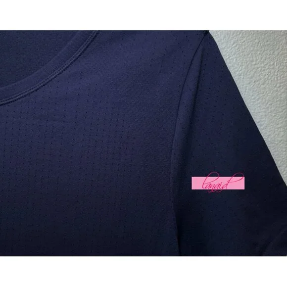 Alo CoolFit Performance Short Sleeve Tee Navy Anti-Bacterial Exercise Active XL - Picture 3 of 6